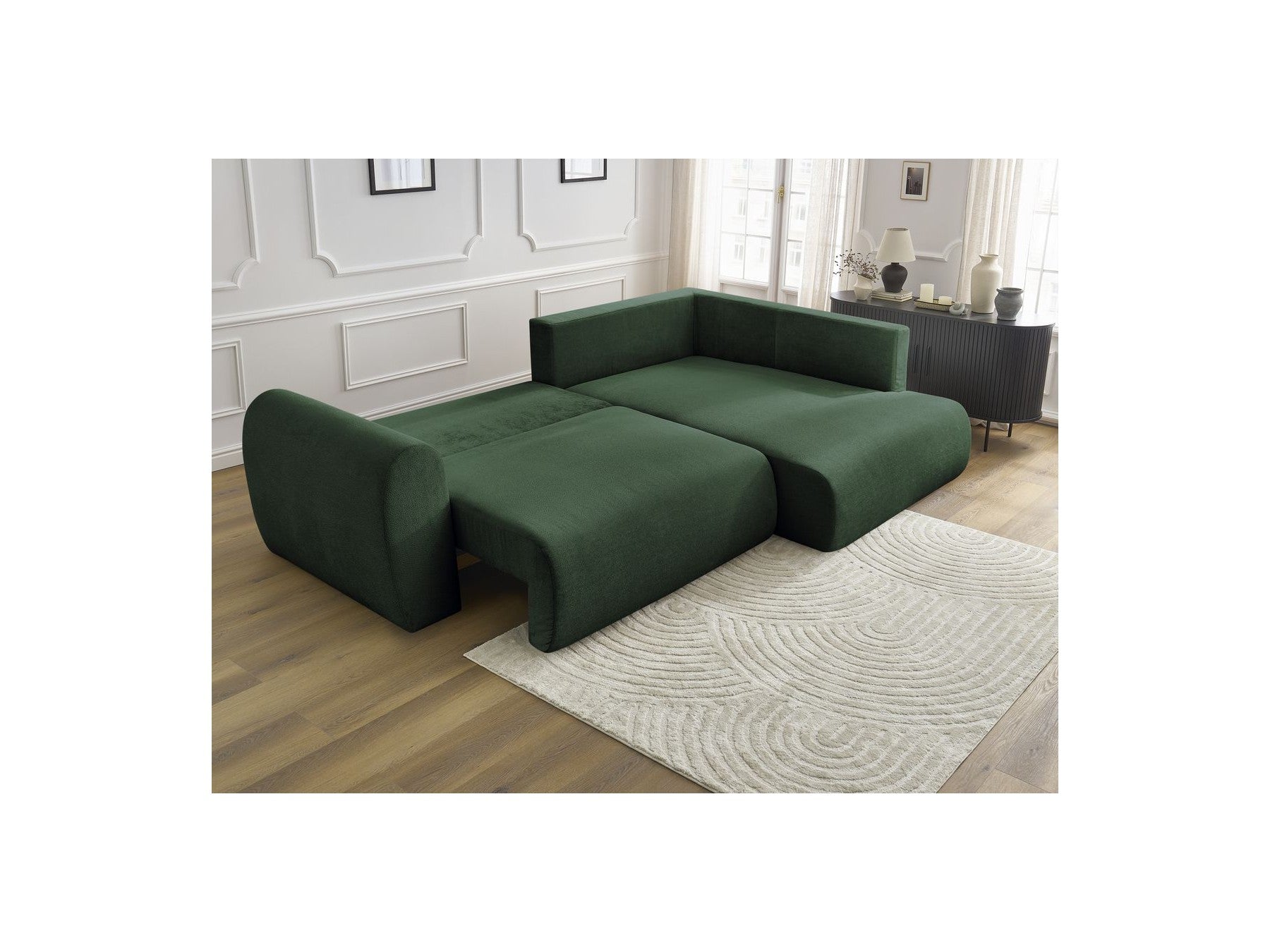Lucien - Canapé D'Angle L Convertible Coffre - Tissu Lisse - Angle Droit