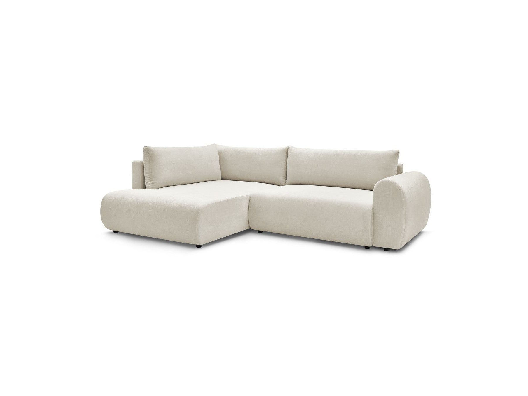 Lucien - Canapé D'Angle L Convertible Coffre - Tissu Lisse - Angle Gauche