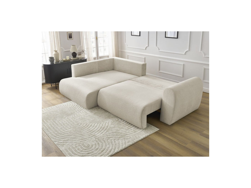 Lucien - Canapé D'Angle L Convertible Coffre - Tissu Lisse - Angle Gauche