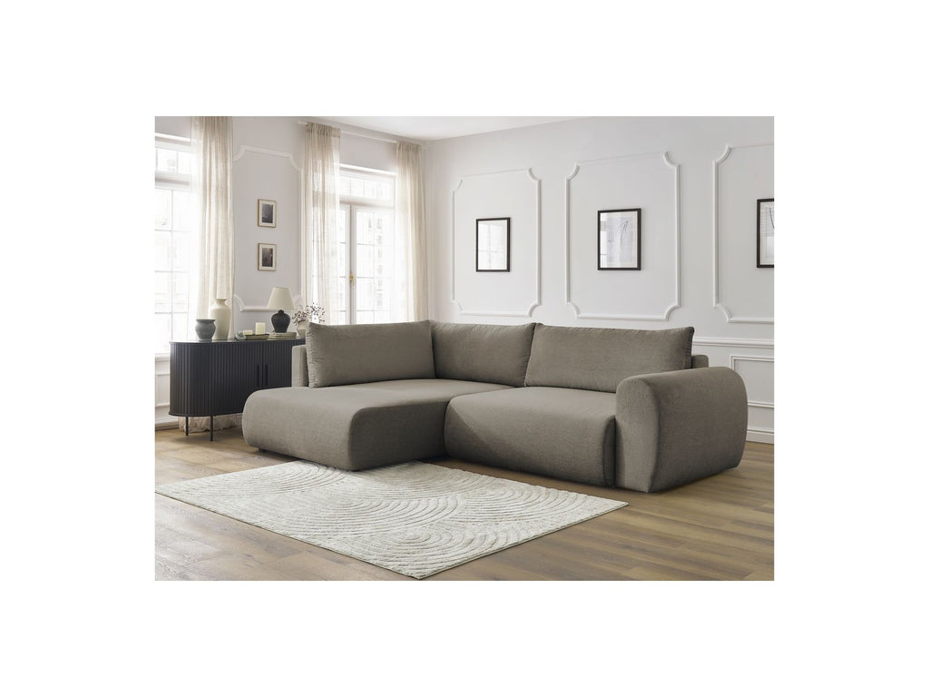 Lucien - Canapé D'Angle L Convertible Coffre - Tissu Lisse - Angle Gauche