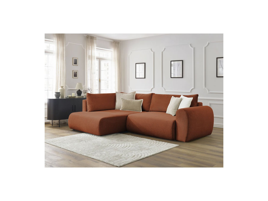 Lucien - Canapé D'Angle L Convertible Coffre - Tissu Lisse - Angle Gauche