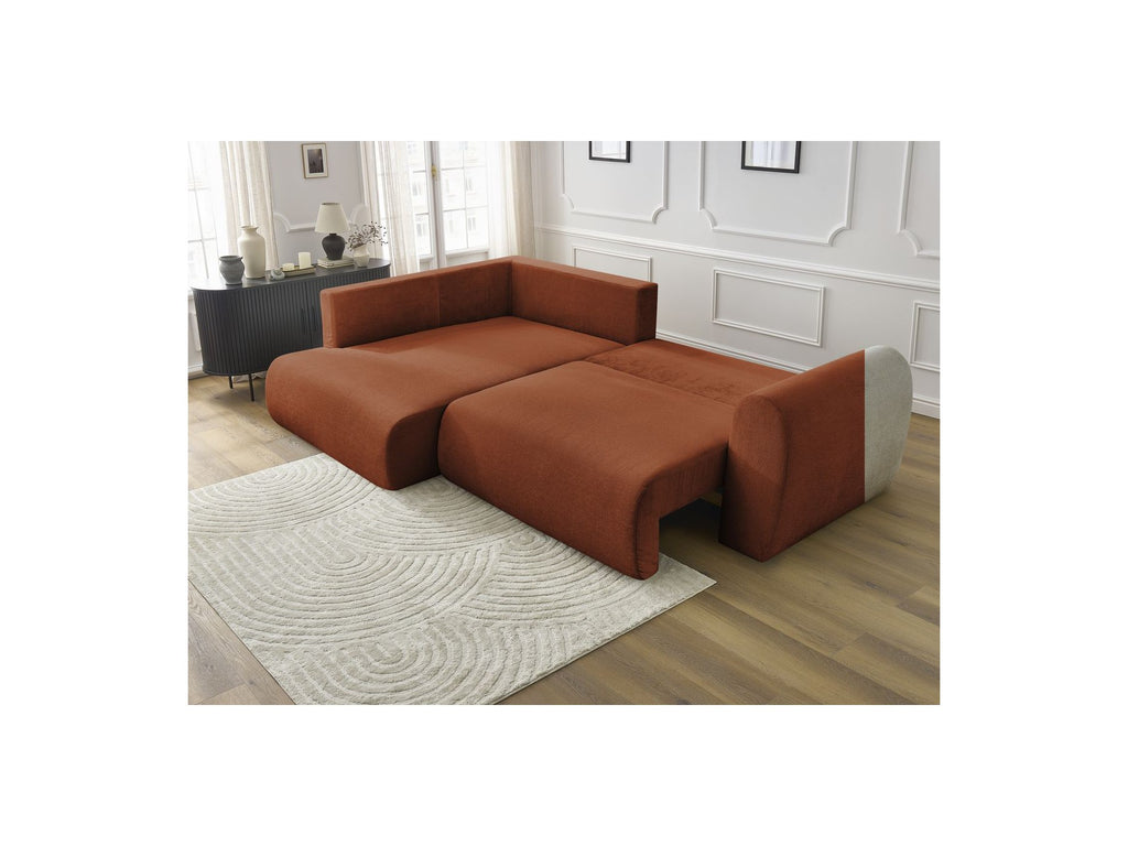 Lucien - Canapé D'Angle L Convertible Coffre - Tissu Lisse - Angle Gauche