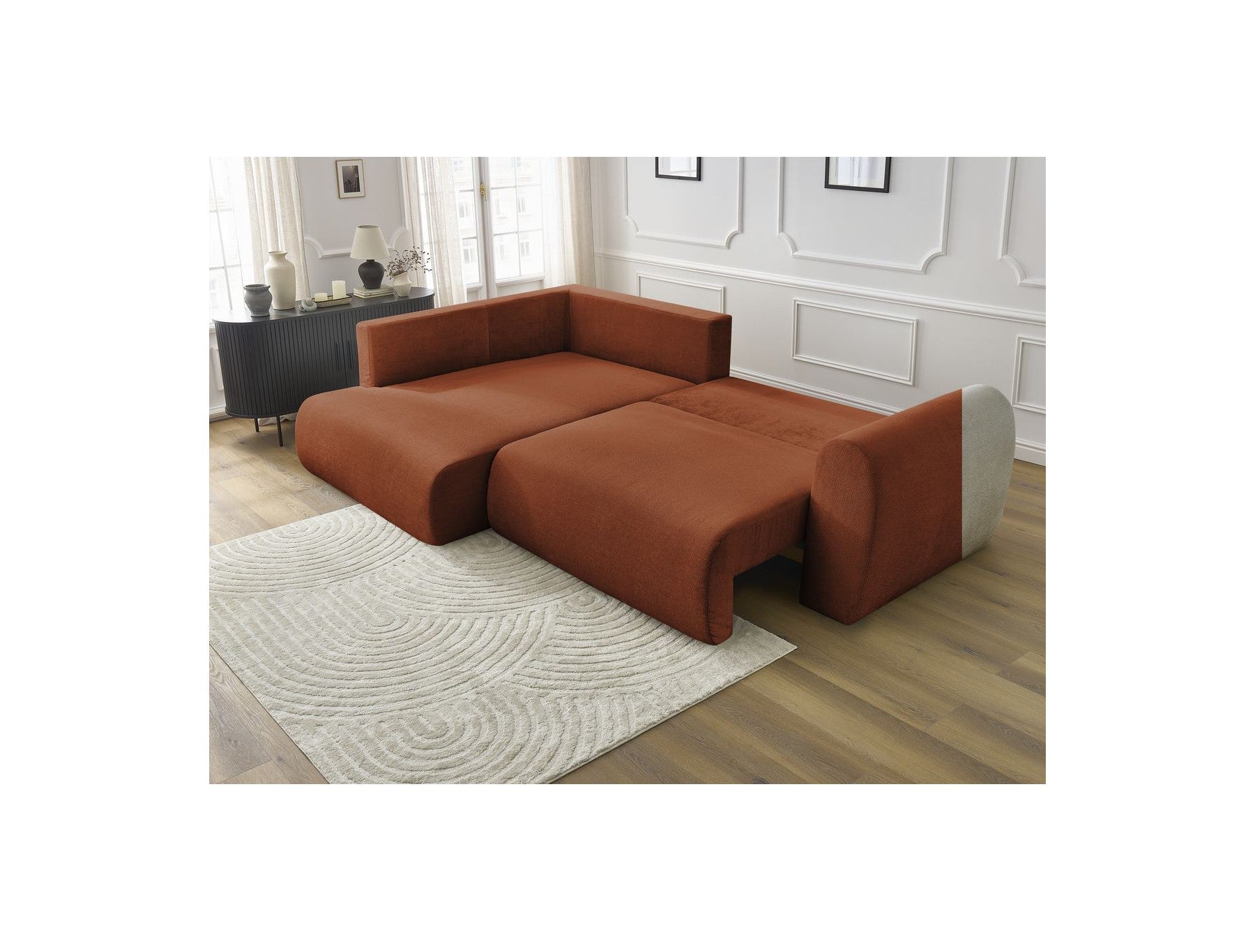 Lucien - Canapé D'Angle L Convertible Coffre - Tissu Lisse - Angle Gauche