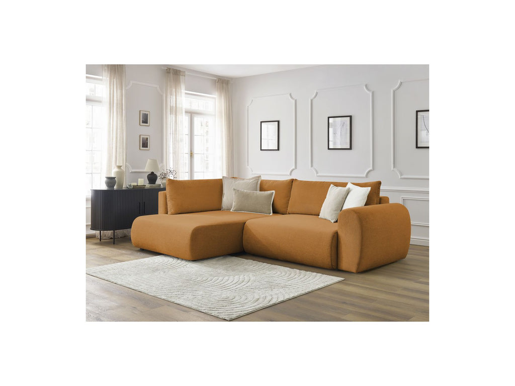 Lucien - Canapé D'Angle L Convertible Coffre - Tissu Lisse - Angle Gauche