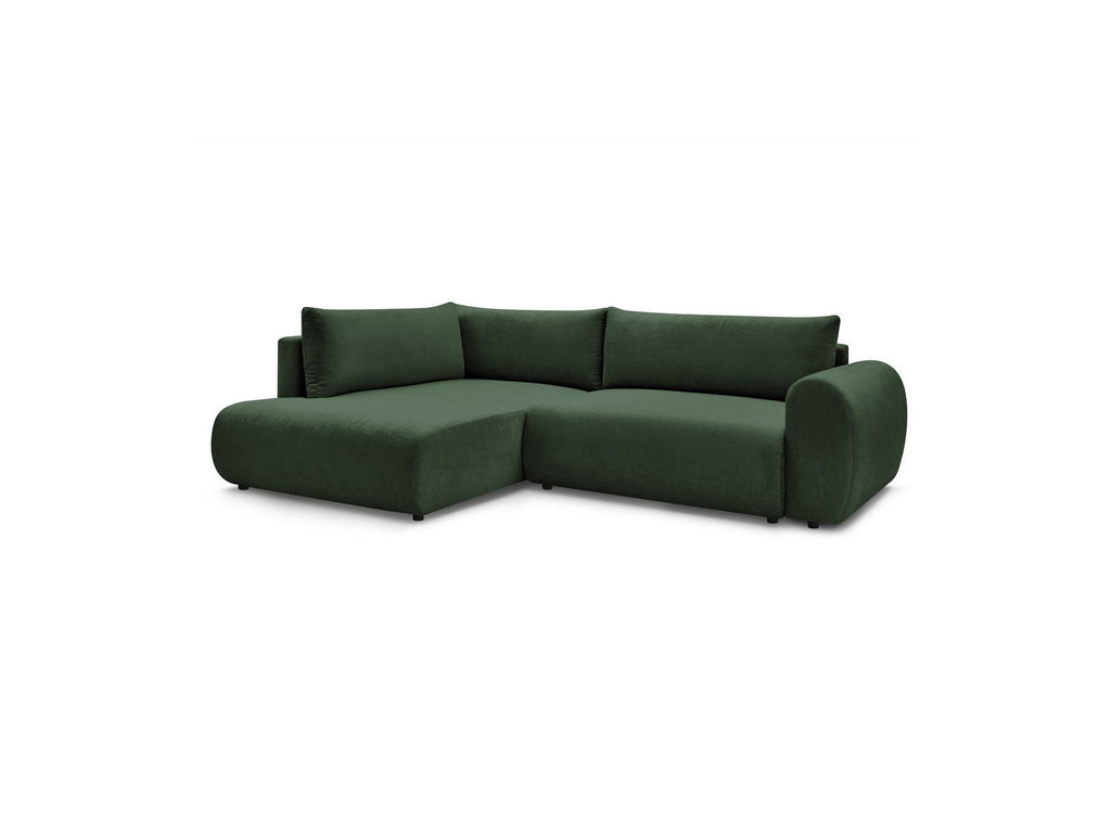 Lucien - Canapé D'Angle L Convertible Coffre - Tissu Lisse - Angle Gauche