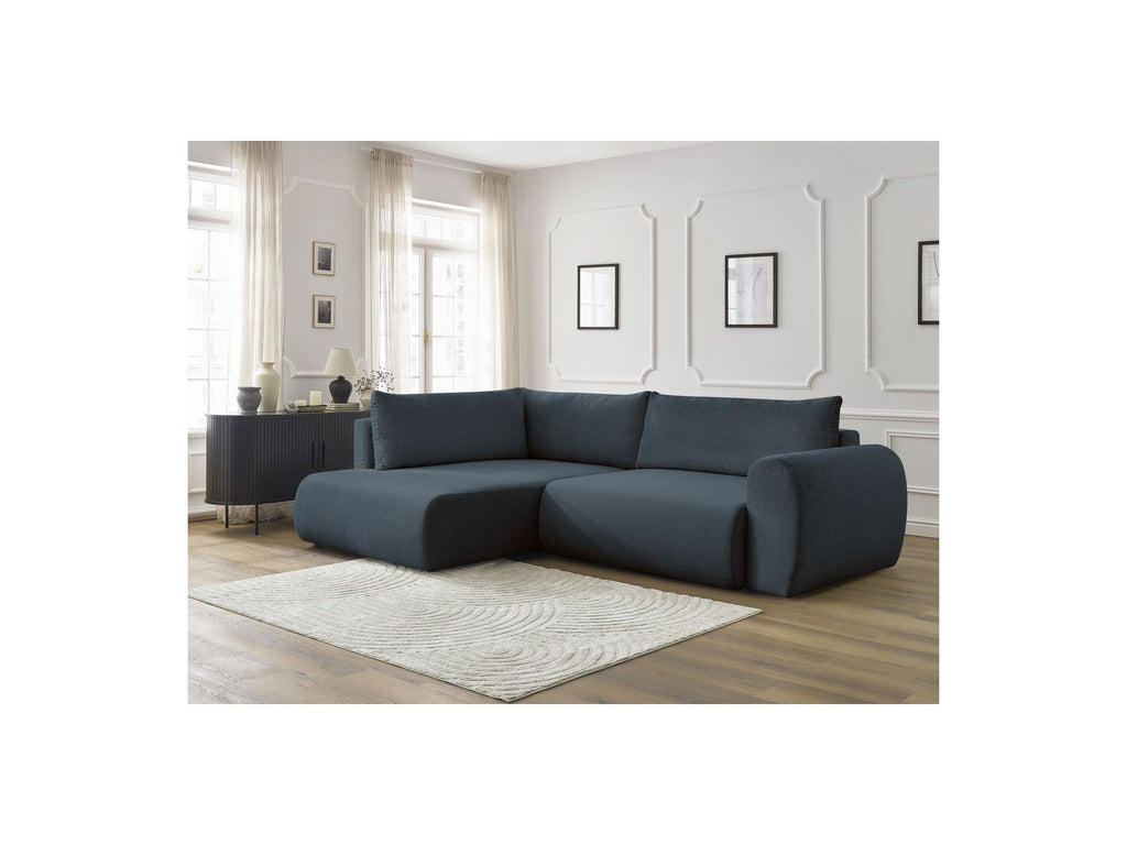 Lucien - Canapé D'Angle L Convertible Coffre - Tissu Lisse - Angle Gauche