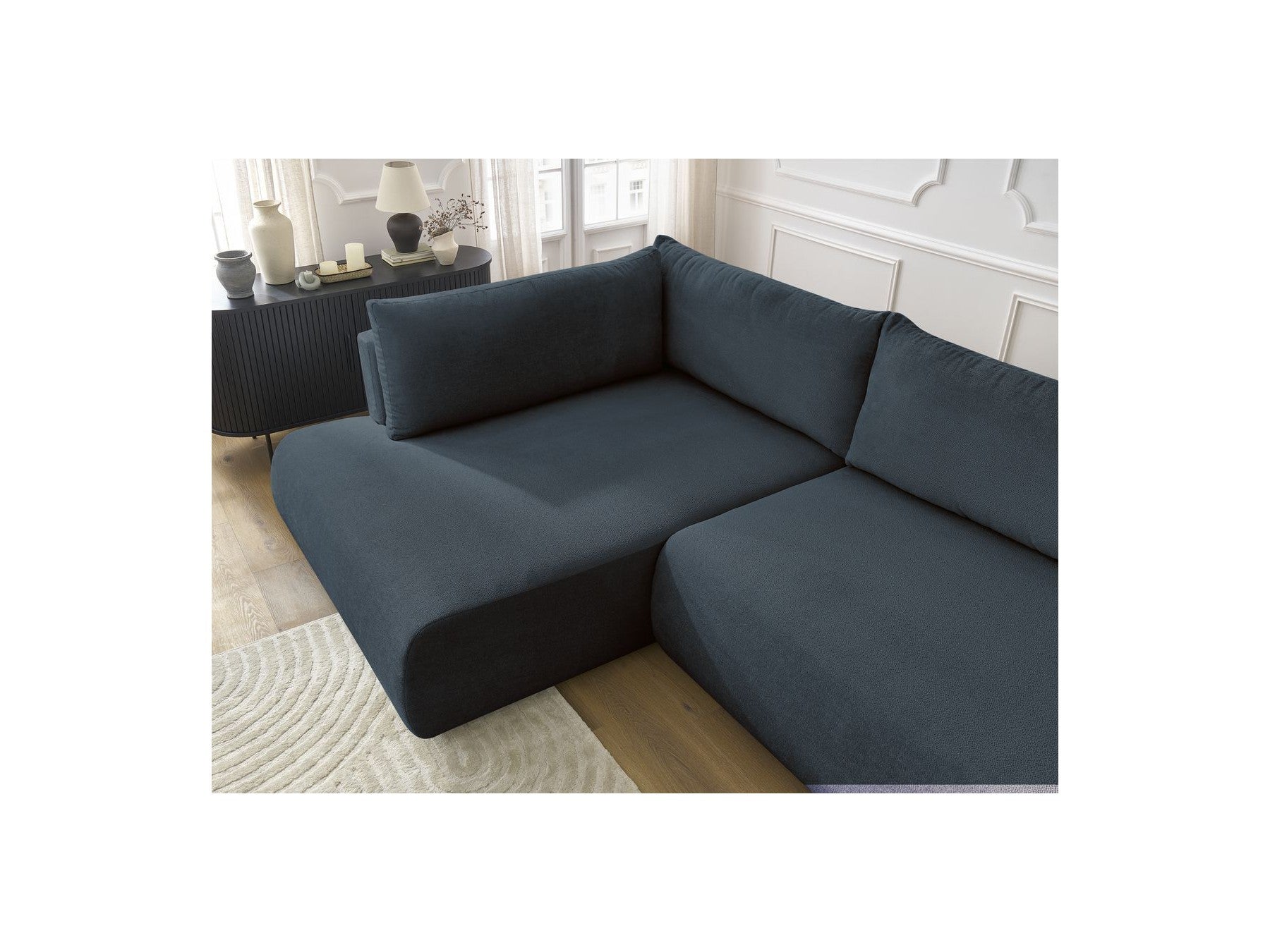 Lucien - Canapé D'Angle L Convertible Coffre - Tissu Lisse - Angle Gauche