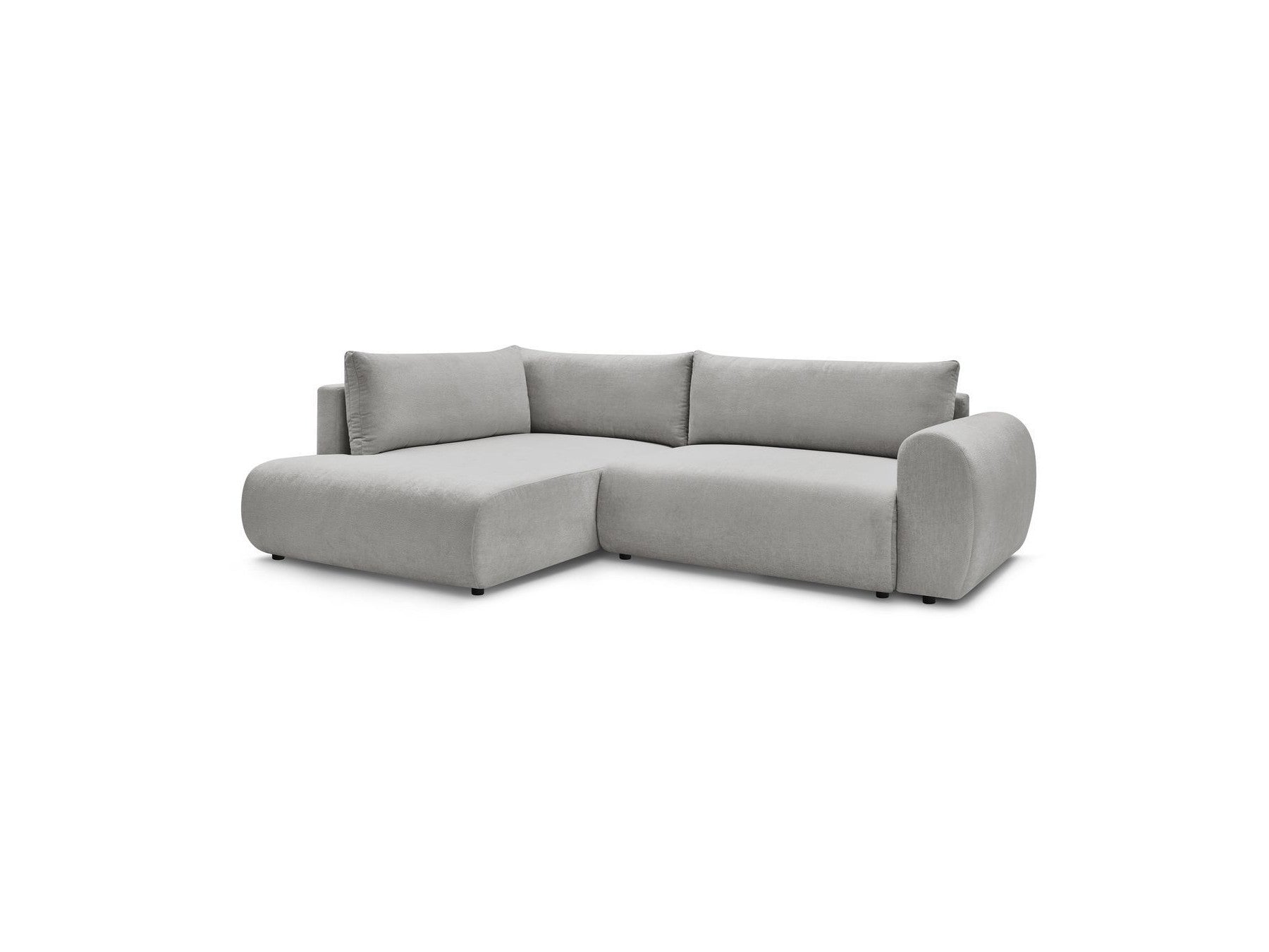 Lucien - Canapé D'Angle L Convertible Coffre - Tissu Lisse - Angle Gauche