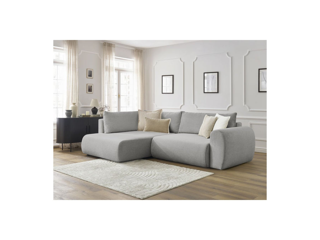 Lucien - Canapé D'Angle L Convertible Coffre - Tissu Lisse - Angle Gauche