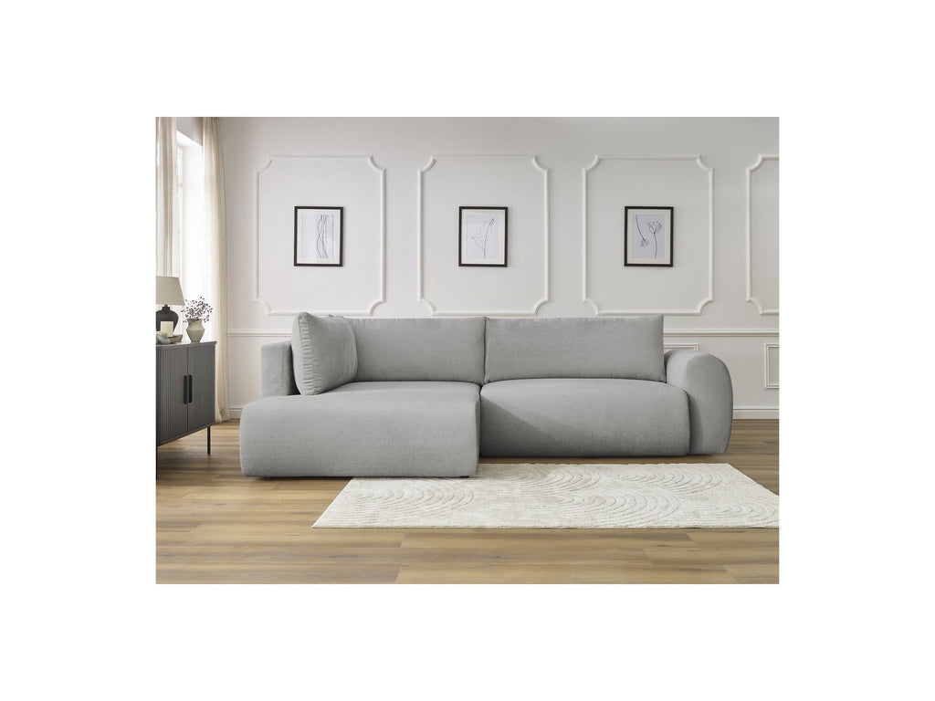 Lucien - Canapé D'Angle L Convertible Coffre - Tissu Lisse - Angle Gauche