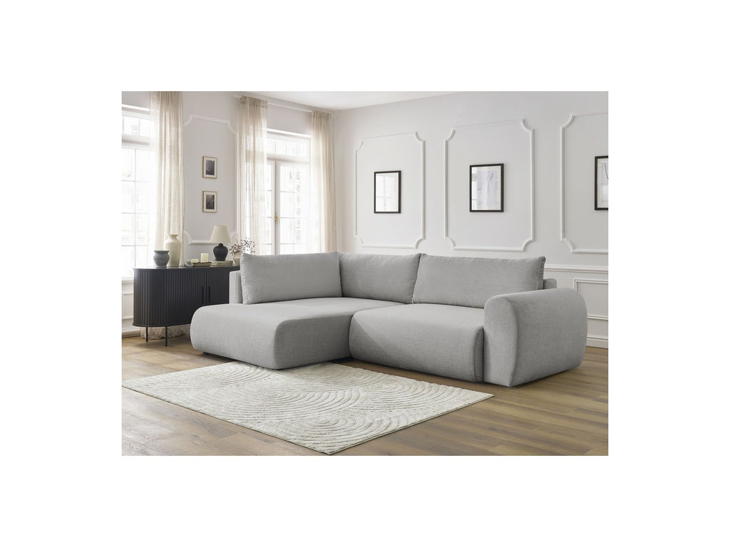 Lucien - Canapé D'Angle L Convertible Coffre - Tissu Lisse - Angle Gauche