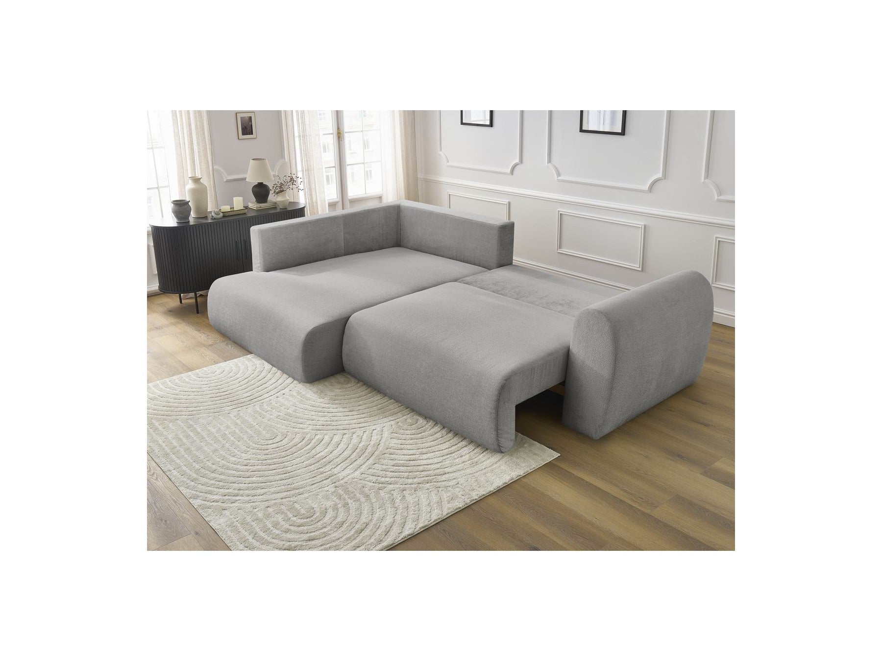 Lucien - Canapé D'Angle L Convertible Coffre - Tissu Lisse - Angle Gauche
