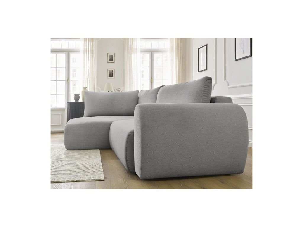 Lucien - Canapé D'Angle L Convertible Coffre - Tissu Lisse - Angle Gauche