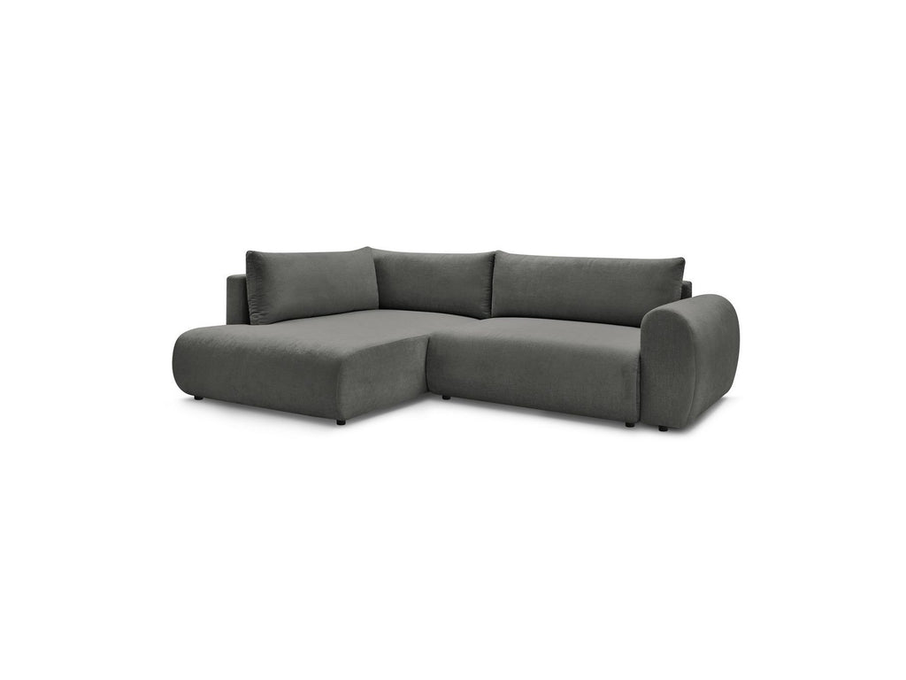 Lucien - Canapé D'Angle L Convertible Coffre - Tissu Lisse - Angle Gauche