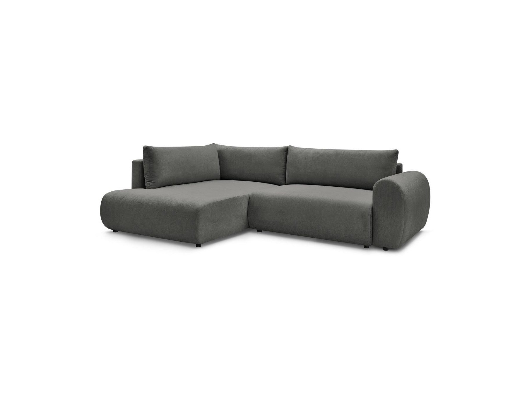 Lucien - Canapé D'Angle L Convertible Coffre - Tissu Lisse - Angle Gauche