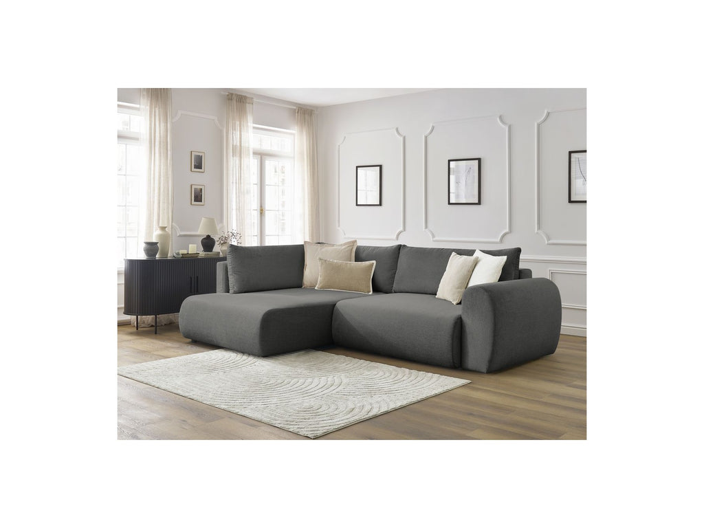 Lucien - Canapé D'Angle L Convertible Coffre - Tissu Lisse - Angle Gauche
