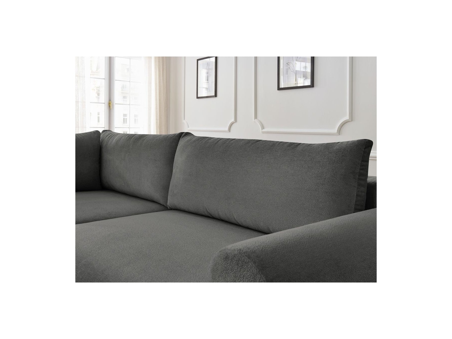 Lucien - Canapé D'Angle L Convertible Coffre - Tissu Lisse - Angle Gauche