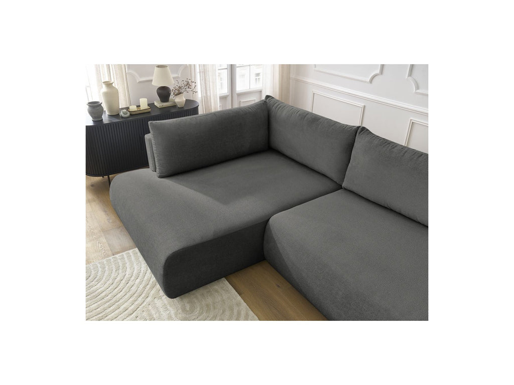 Lucien - Canapé D'Angle L Convertible Coffre - Tissu Lisse - Angle Gauche