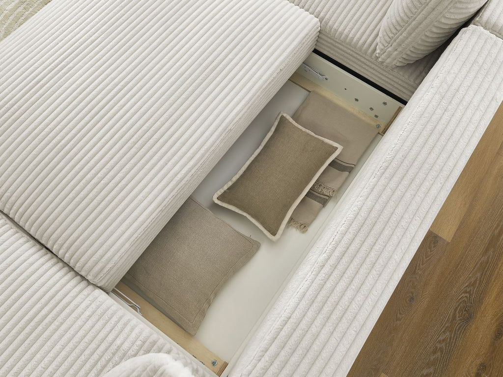 Lucien - Panoramic Convertible Sofa with Storage - Soft Wide-Rib Corduroy - Right-Hand Corner