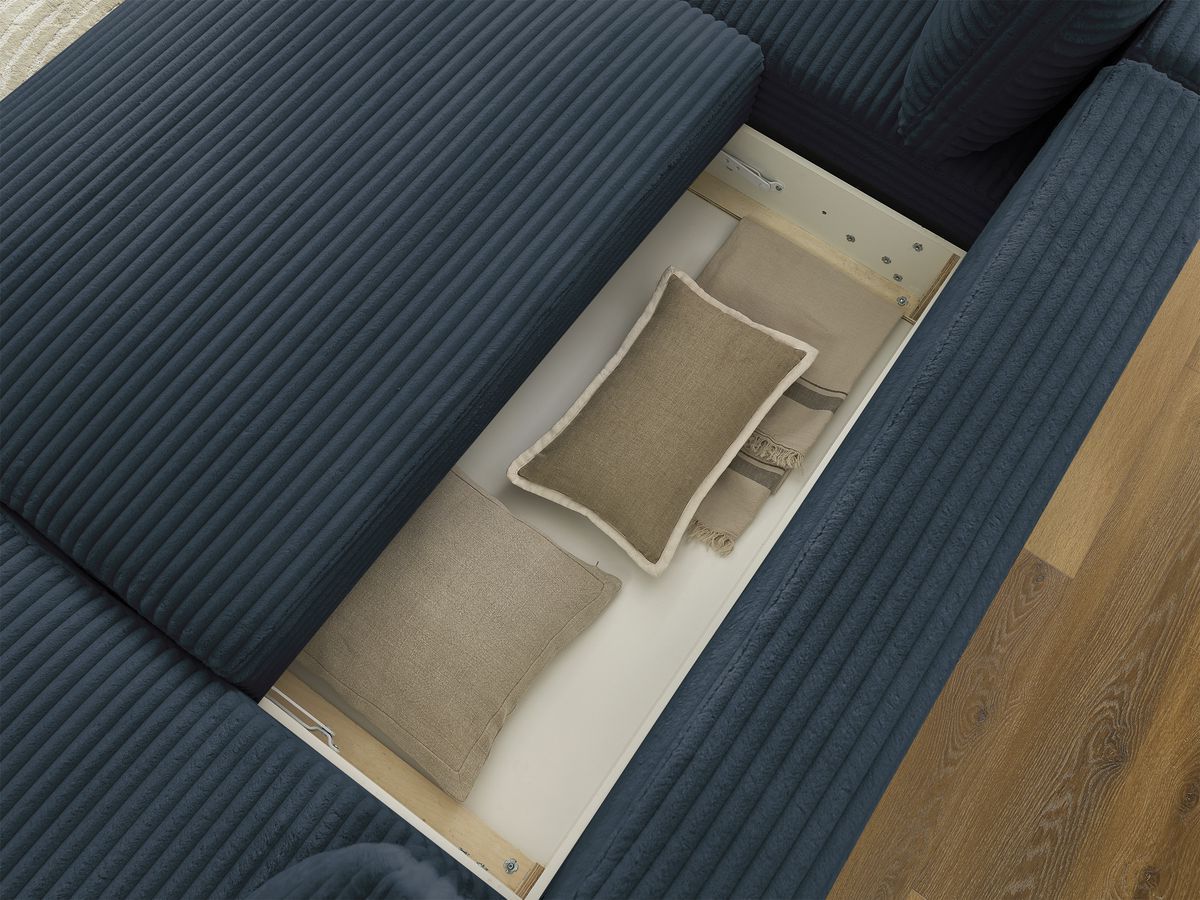 Lucien - Panoramic Convertible Sofa with Storage - Soft Wide-Rib Corduroy - Right-Hand Corner