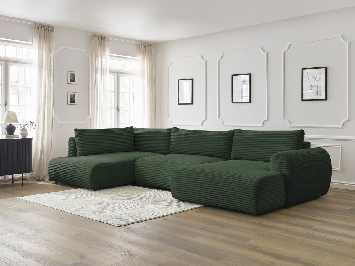 Lucien - Panoramic Convertible Sofa with Storage - Soft Wide-Rib Corduroy - Right-Hand Corner