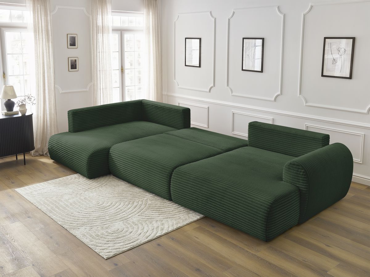Lucien - Panoramic Convertible Sofa with Storage - Soft Wide-Rib Corduroy - Right-Hand Corner