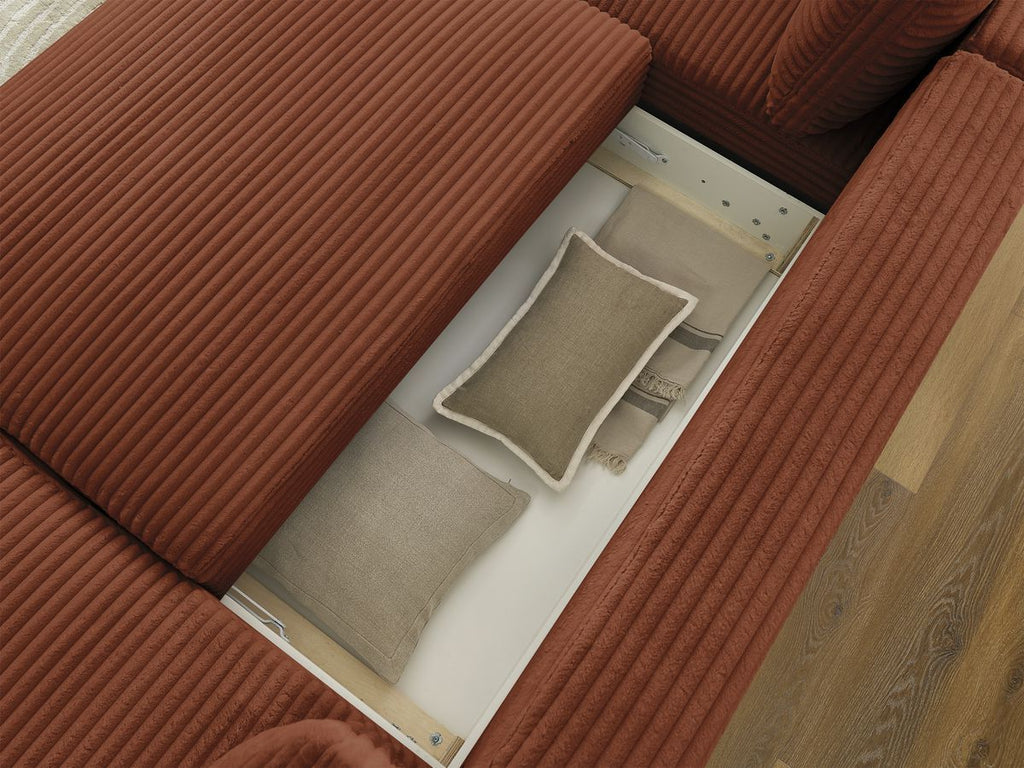Lucien - Panoramic Convertible Sofa with Storage - Soft Wide-Rib Corduroy - Right-Hand Corner
