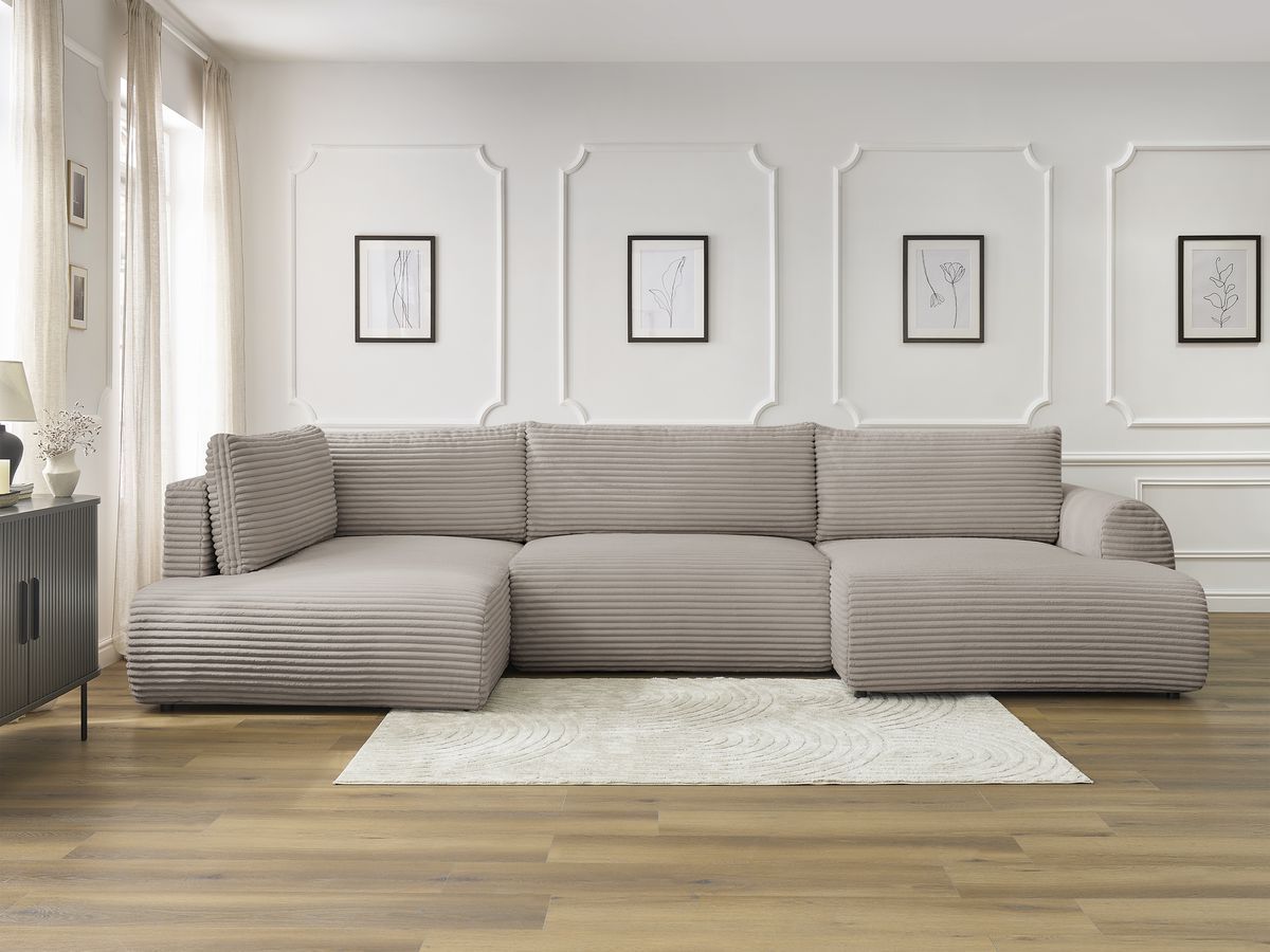 Lucien - Panoramic Convertible Sofa with Storage - Soft Wide-Rib Corduroy - Right-Hand Corner