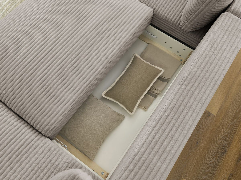 Lucien - Panoramic Convertible Sofa with Storage - Soft Wide-Rib Corduroy - Right-Hand Corner