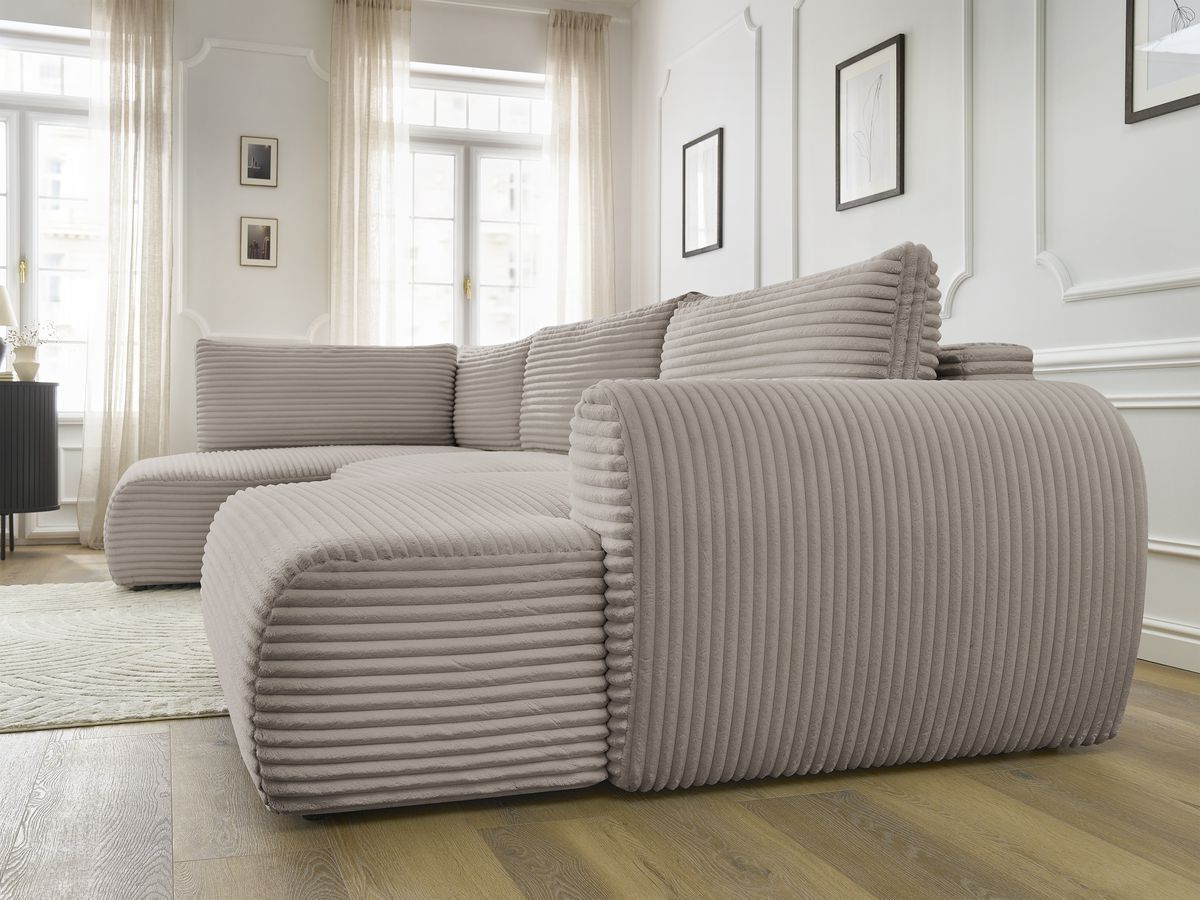 Lucien - Panoramic Convertible Sofa with Storage - Soft Wide-Rib Corduroy - Right-Hand Corner