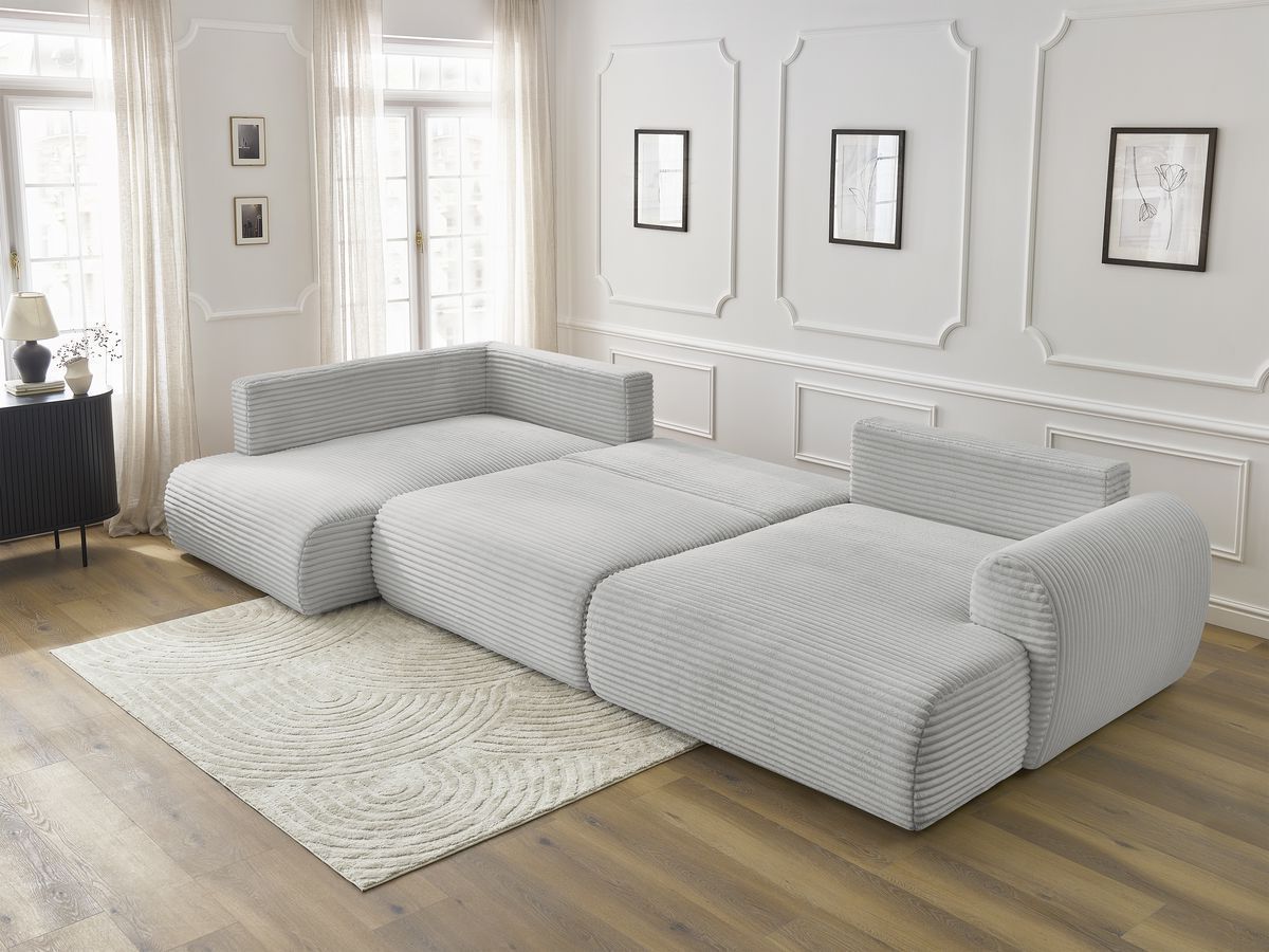 Lucien - Panoramic Convertible Sofa with Storage - Soft Wide-Rib Corduroy - Right-Hand Corner