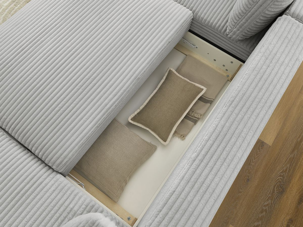 Lucien - Panoramic Convertible Sofa with Storage - Soft Wide-Rib Corduroy - Right-Hand Corner