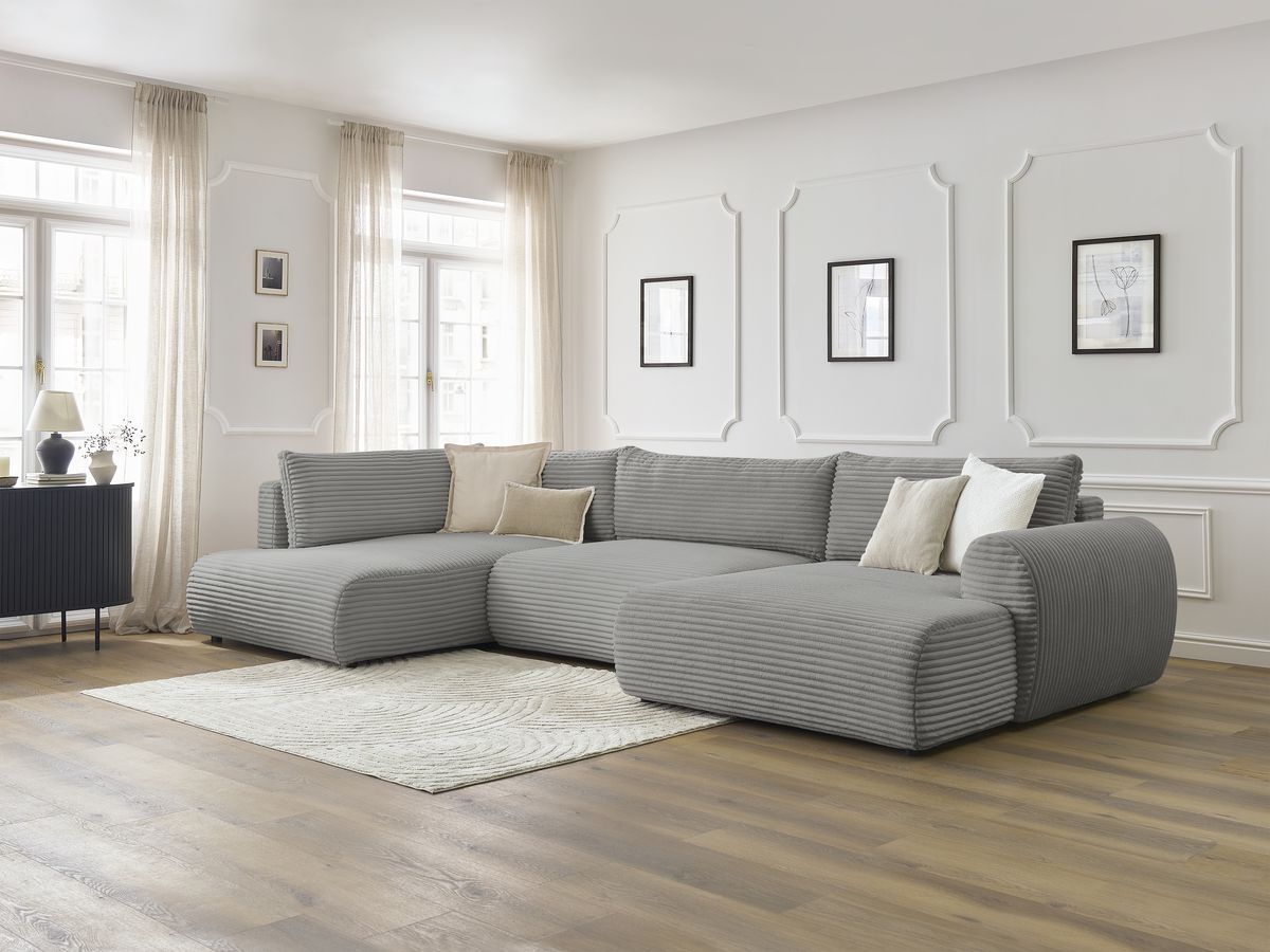 Lucien - Panoramic Convertible Sofa with Storage - Soft Wide-Rib Corduroy - Right-Hand Corner