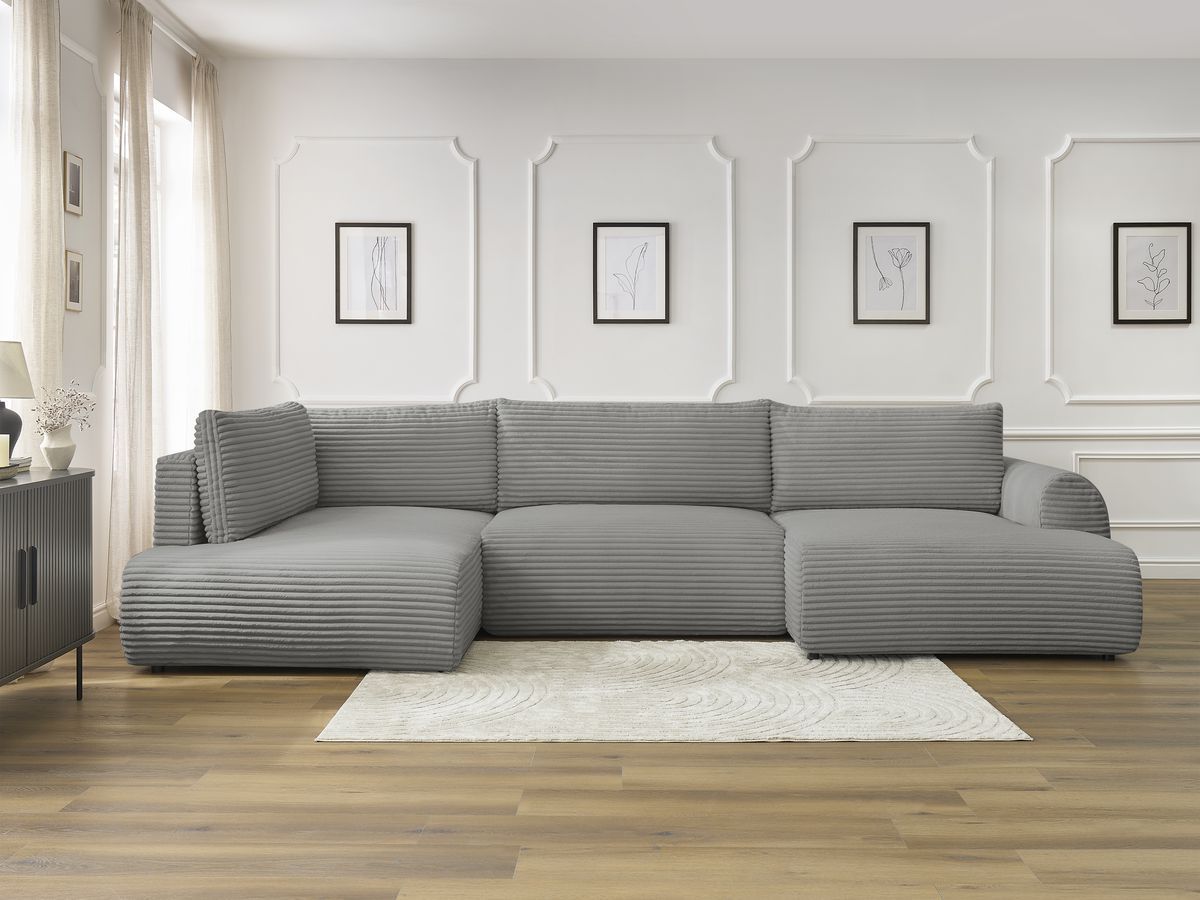 Lucien - Panoramic Convertible Sofa with Storage - Soft Wide-Rib Corduroy - Right-Hand Corner