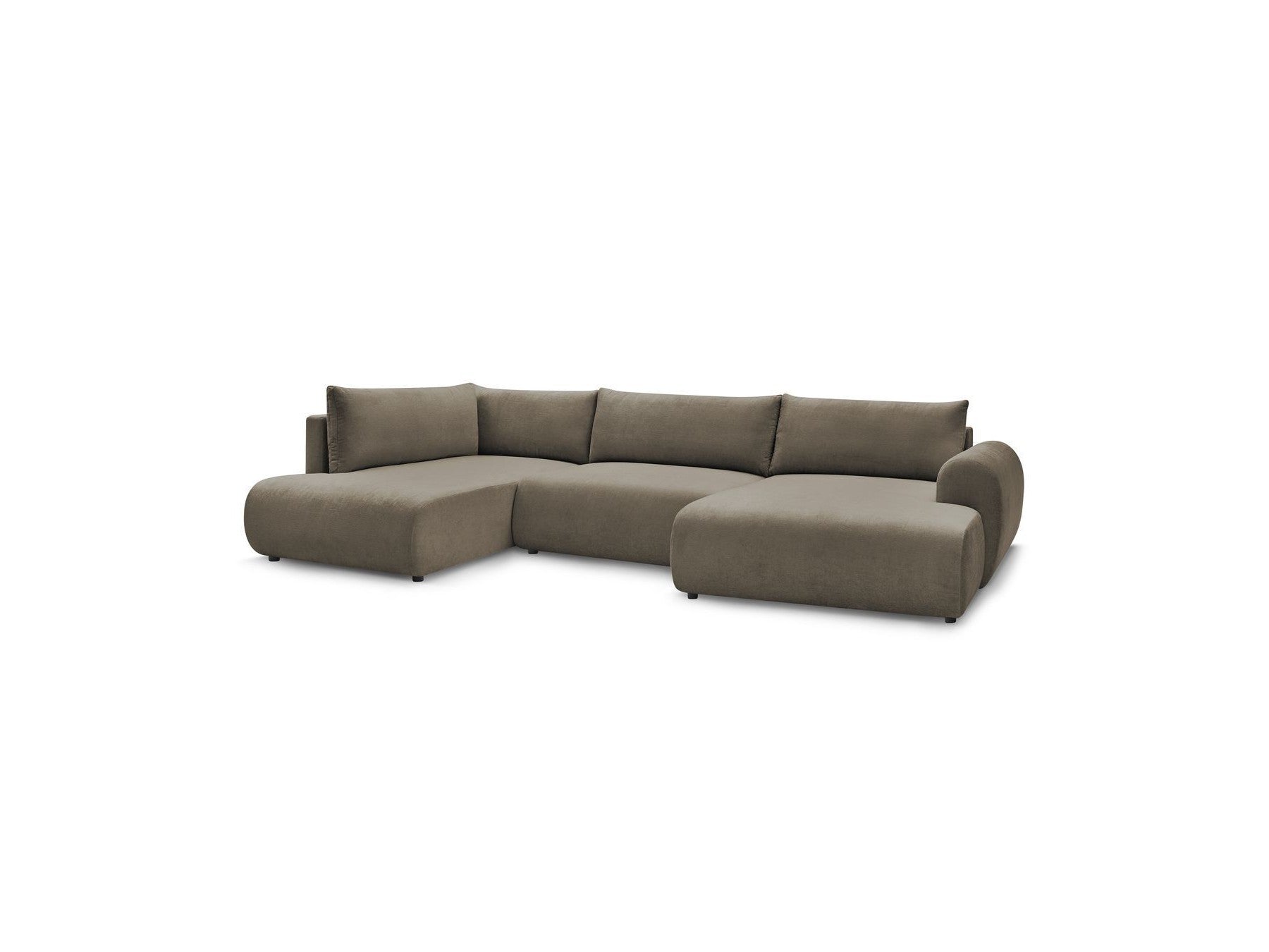 Lucien - Canapé Panoramique Convertible Coffre - Tissu Lisse - Angle Droit
