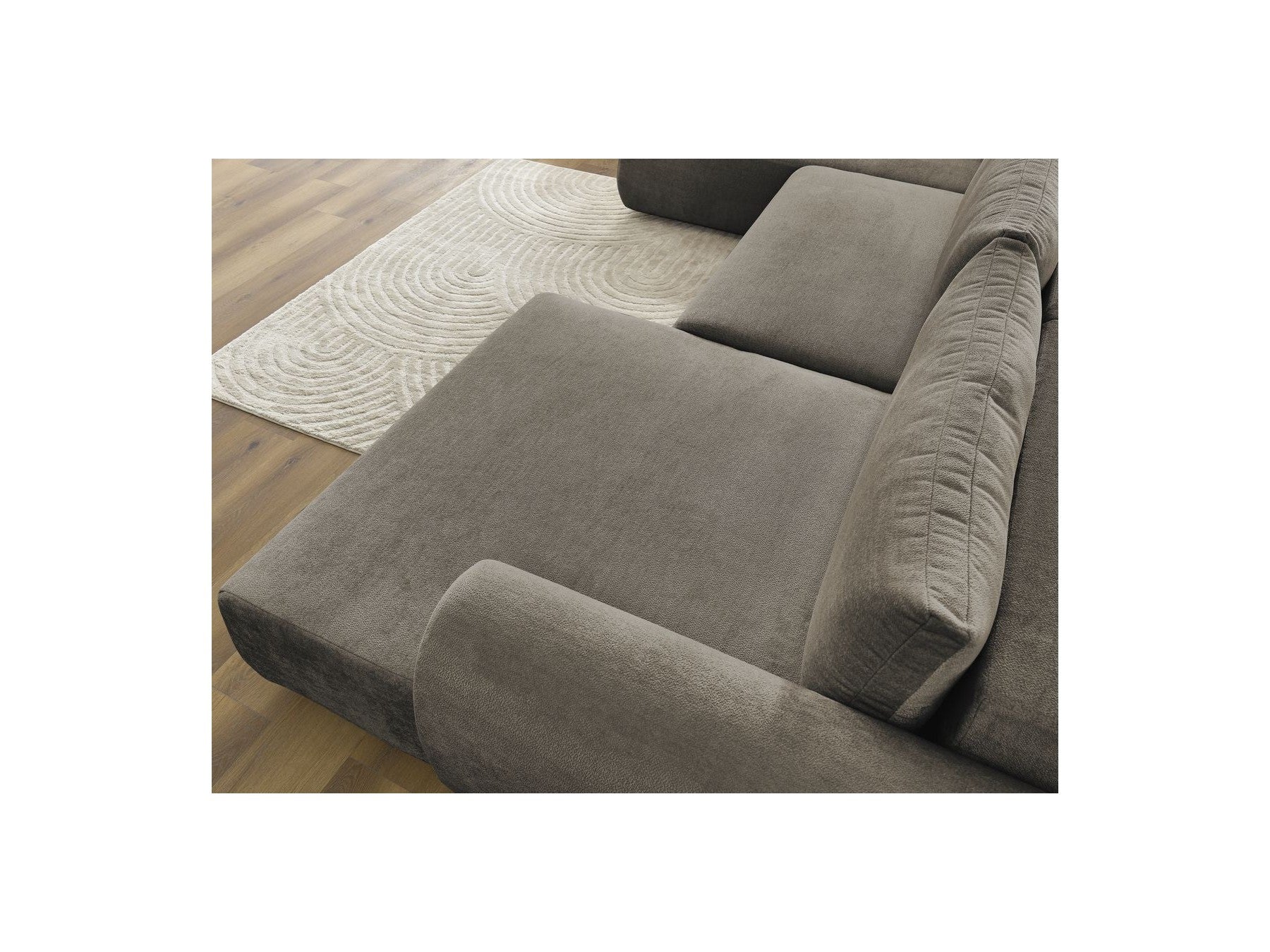 Lucien - Canapé Panoramique Convertible Coffre - Tissu Lisse - Angle Droit