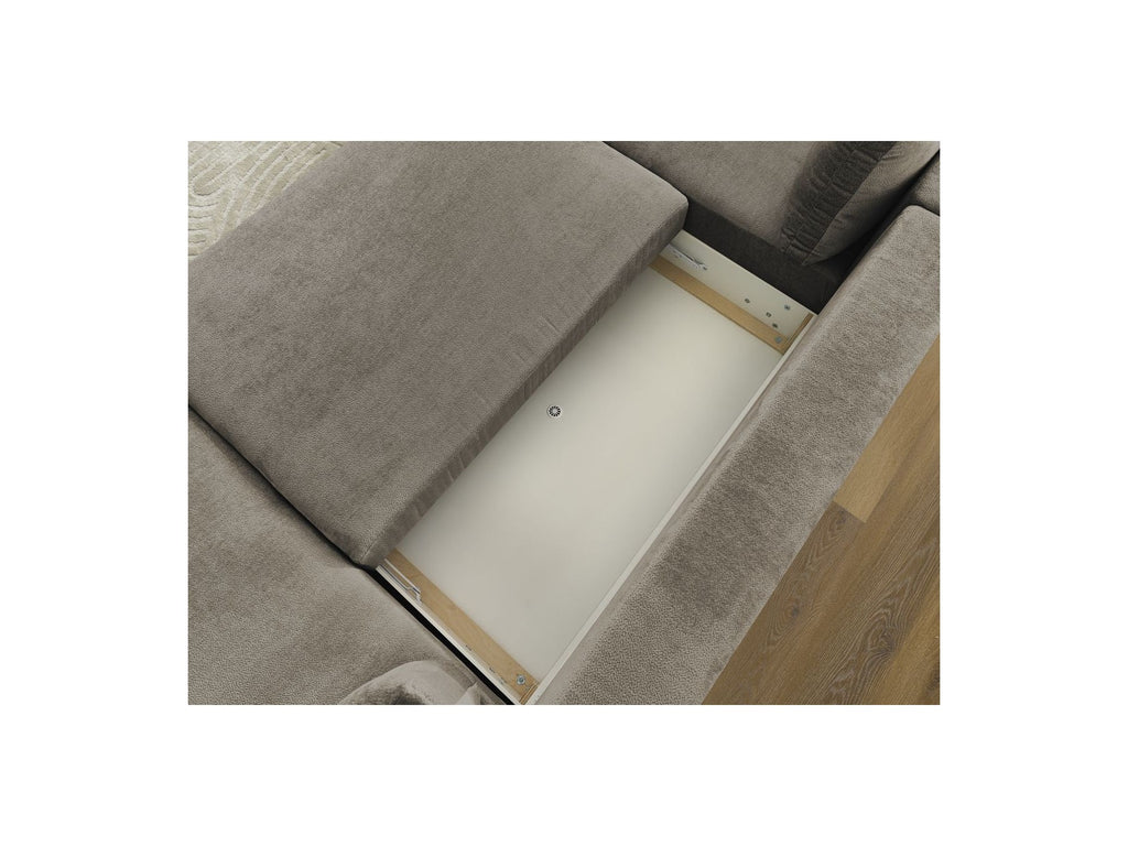 Lucien - Canapé Panoramique Convertible Coffre - Tissu Lisse - Angle Droit