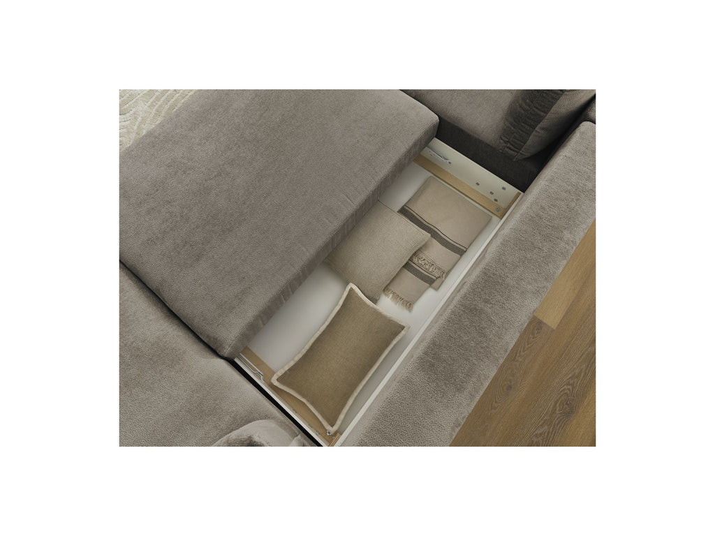 Lucien - Canapé Panoramique Convertible Coffre - Tissu Lisse - Angle Droit