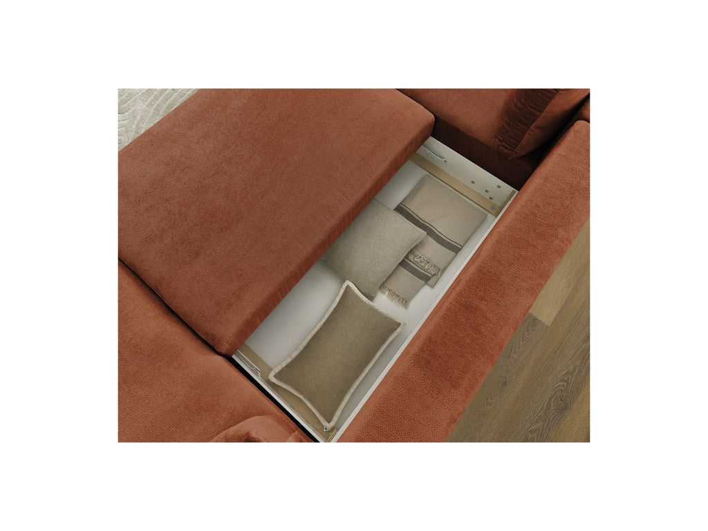 Lucien - Canapé Panoramique Convertible Coffre - Tissu Lisse - Angle Droit