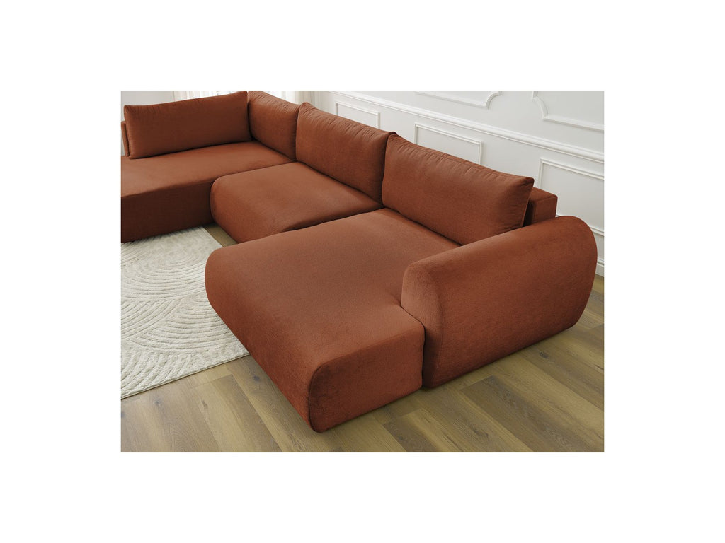 Lucien - Canapé Panoramique Convertible Coffre - Tissu Lisse - Angle Droit
