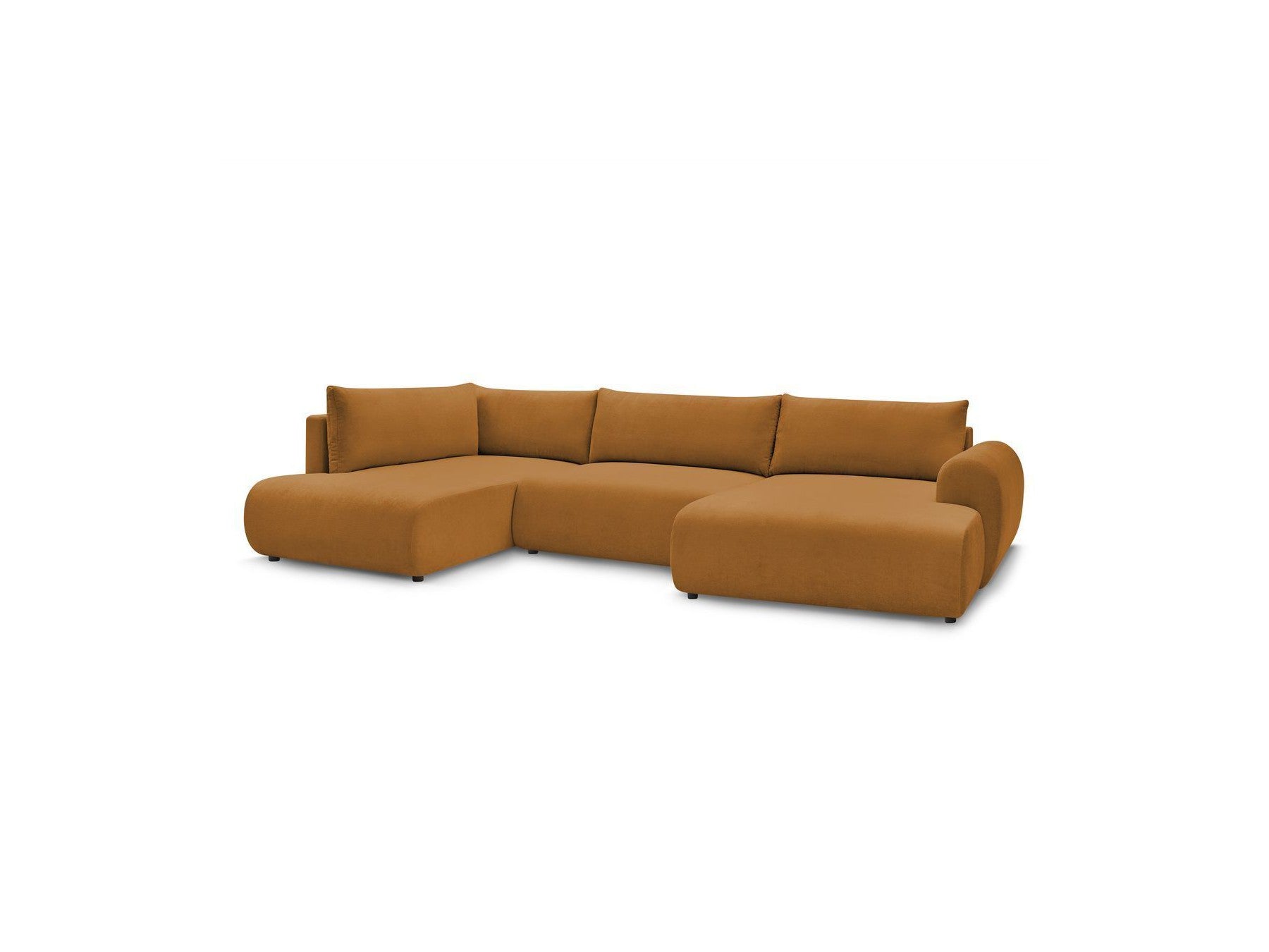 Lucien - Canapé Panoramique Convertible Coffre - Tissu Lisse - Angle Droit