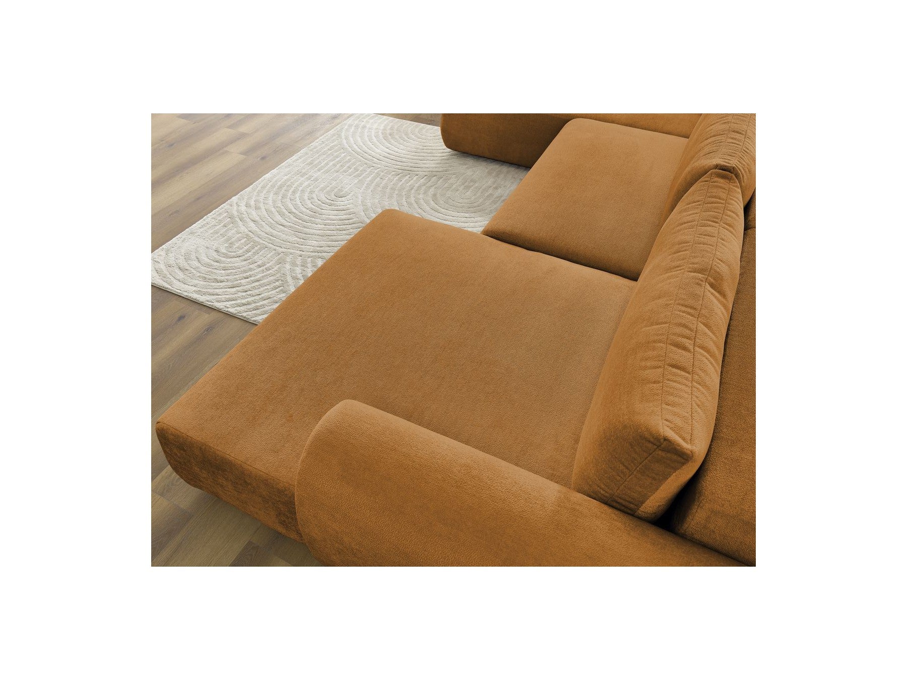 Lucien - Canapé Panoramique Convertible Coffre - Tissu Lisse - Angle Droit