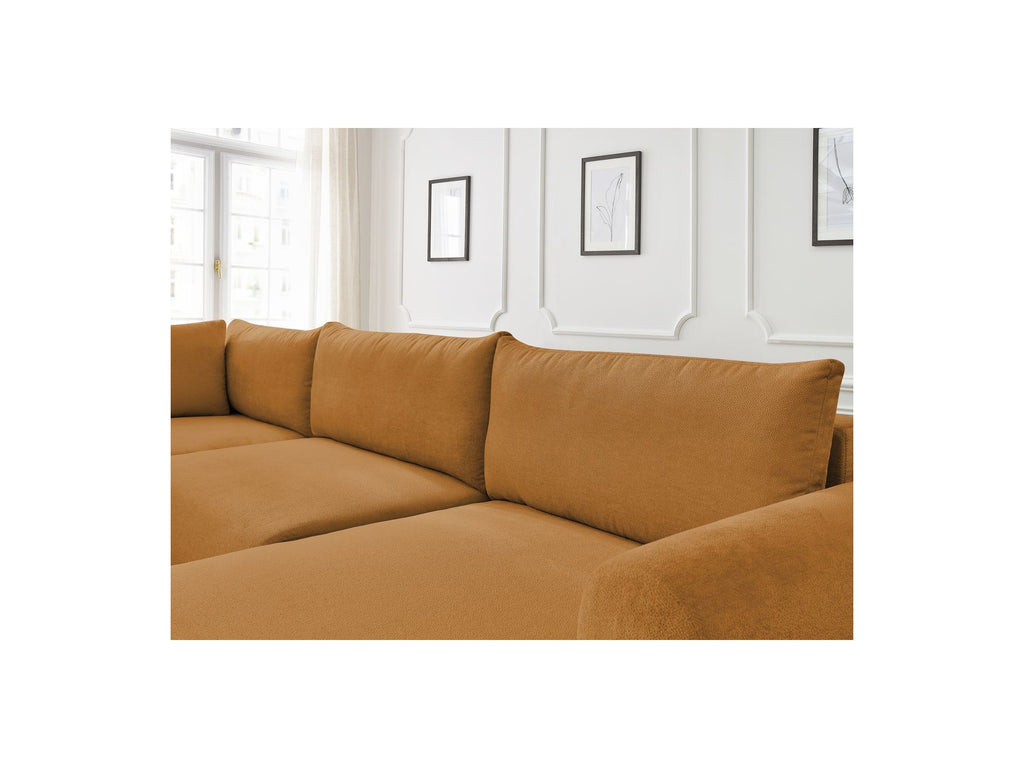 Lucien - Canapé Panoramique Convertible Coffre - Tissu Lisse - Angle Droit