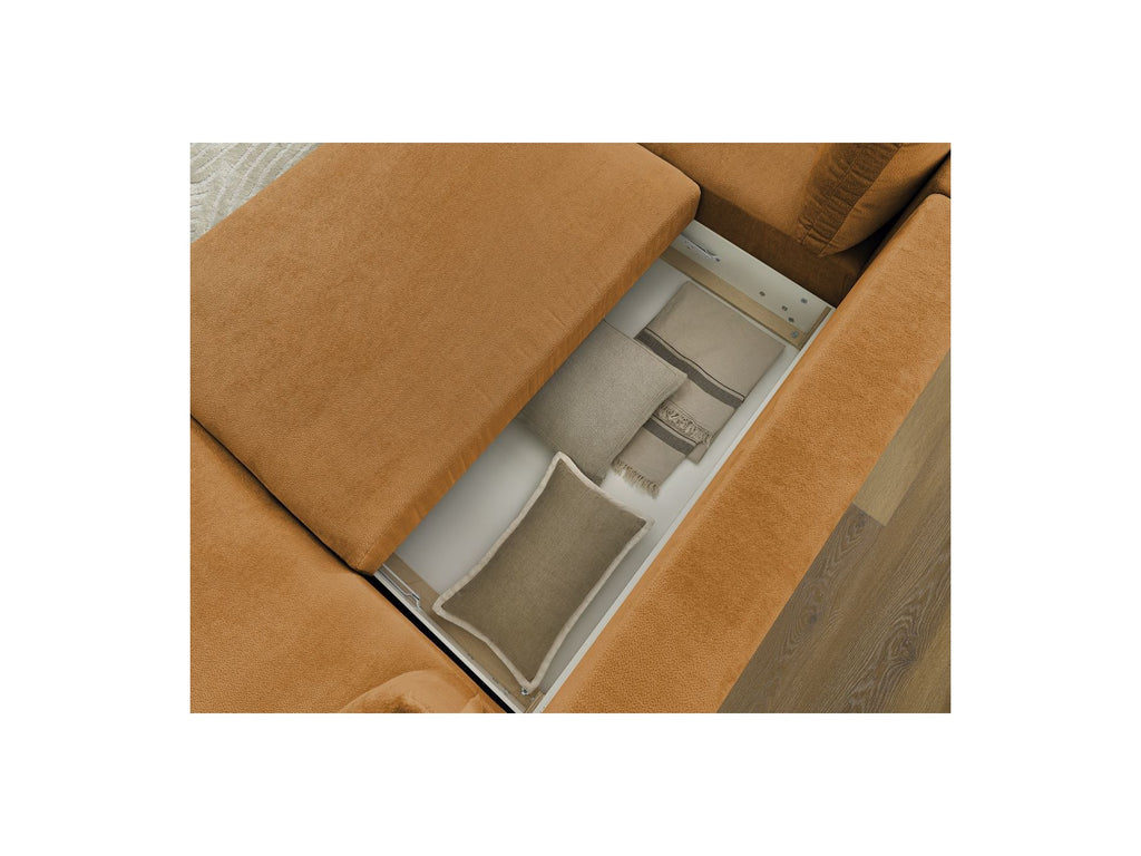 Lucien - Canapé Panoramique Convertible Coffre - Tissu Lisse - Angle Droit
