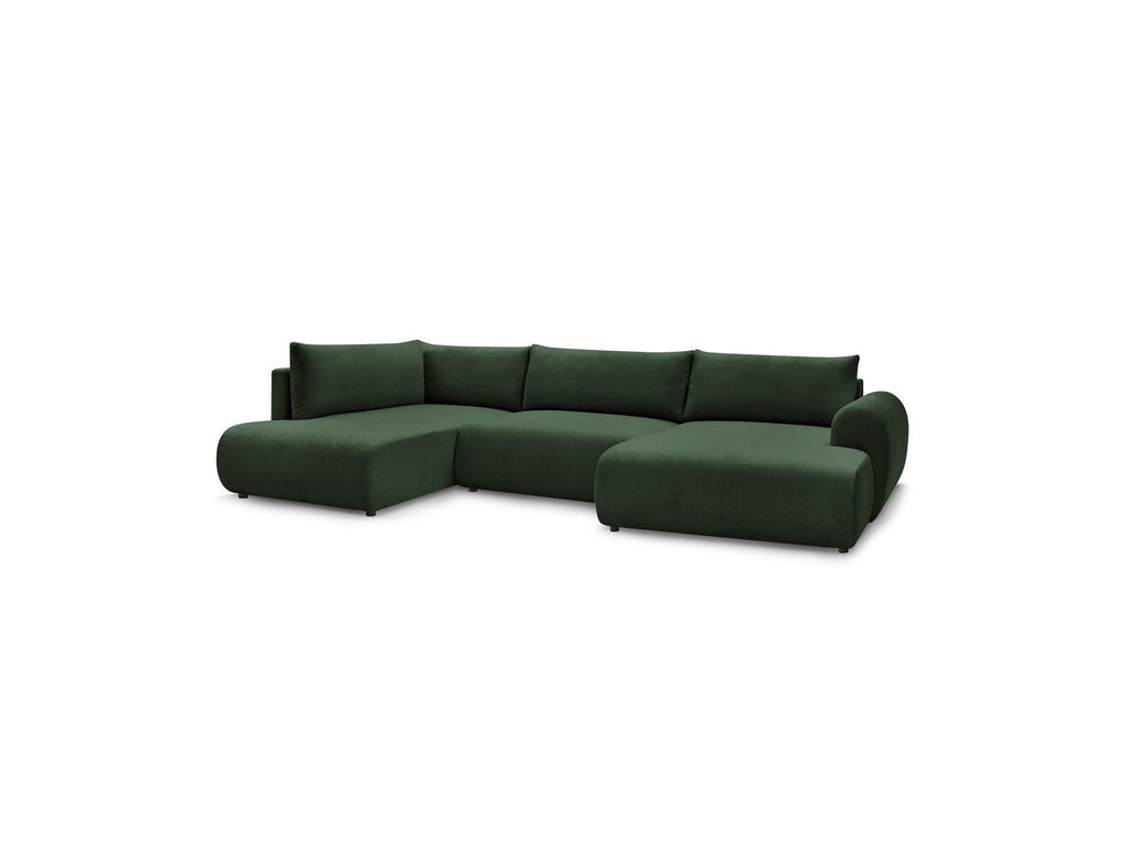 Lucien - Canapé Panoramique Convertible Coffre - Tissu Lisse - Angle Droit