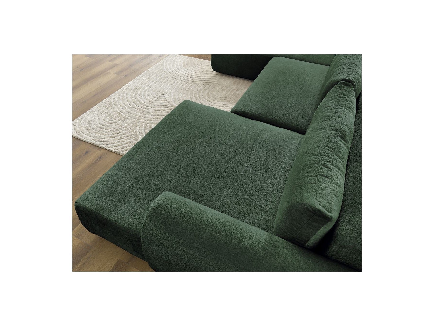 Lucien - Canapé Panoramique Convertible Coffre - Tissu Lisse - Angle Droit