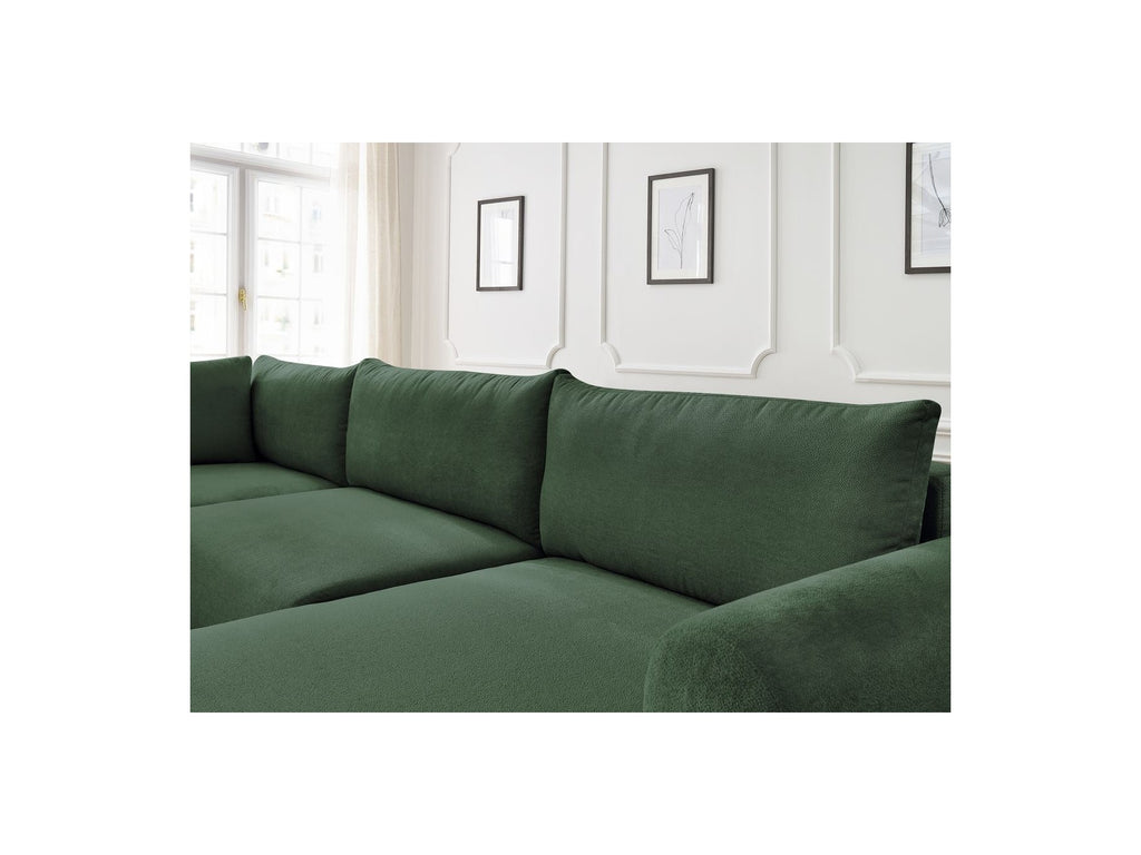 Lucien - Canapé Panoramique Convertible Coffre - Tissu Lisse - Angle Droit