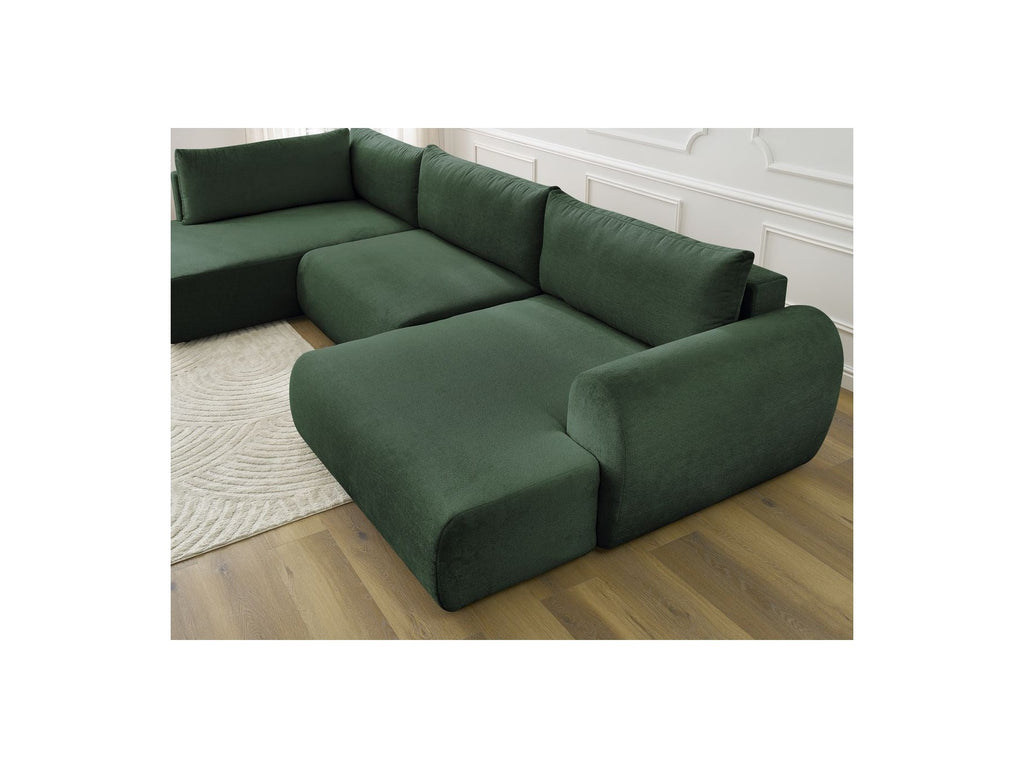 Lucien - Canapé Panoramique Convertible Coffre - Tissu Lisse - Angle Droit