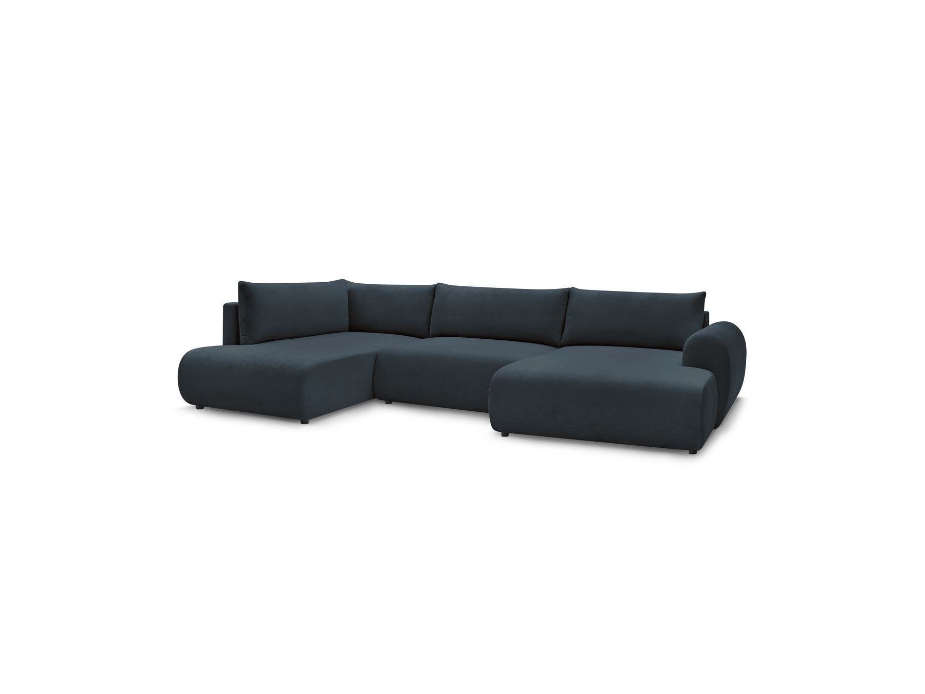 Lucien - Canapé Panoramique Convertible Coffre - Tissu Lisse - Angle Droit