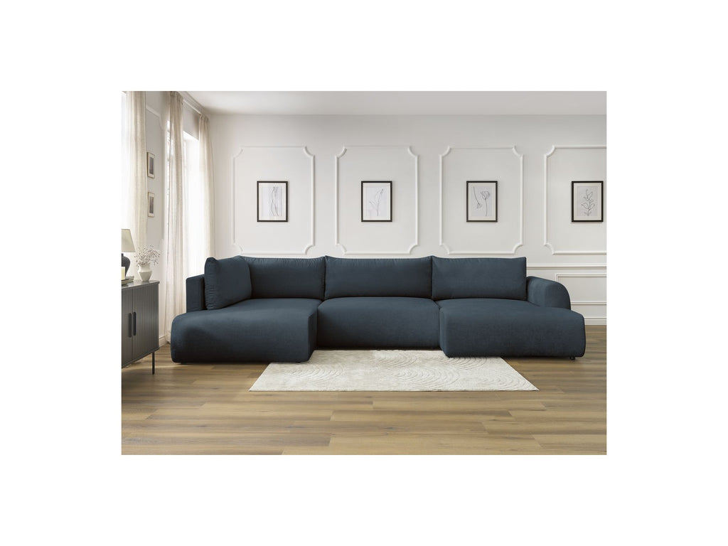 Lucien - Canapé Panoramique Convertible Coffre - Tissu Lisse - Angle Droit
